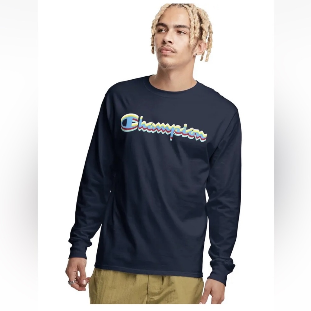 Champion Classic Jersey Long-Sleeve Tee, Script Logo Mens 2XL